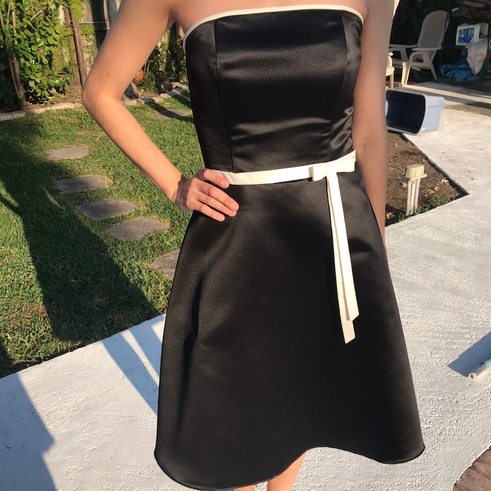Black Knee length satin formal or semiformal dress